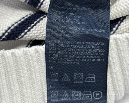 Tommy Hilfiger White Striped Crewneck Knit Sweater