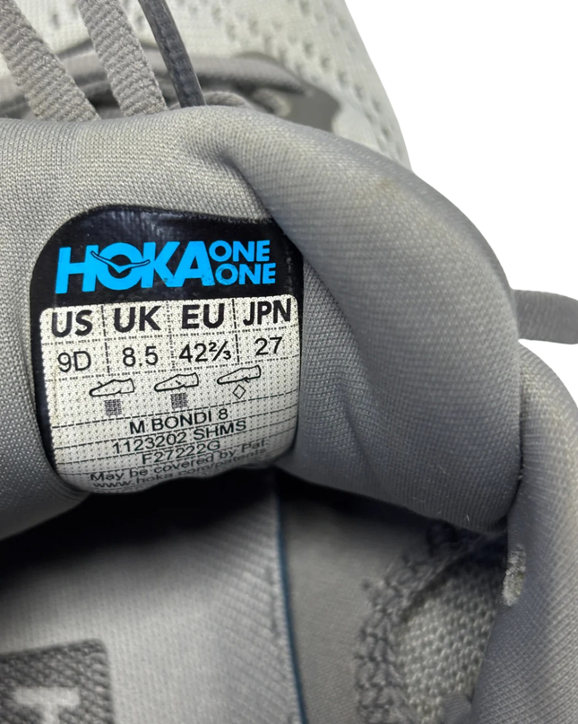 Hoka Gray Bondi 8 Men's Running Shoes