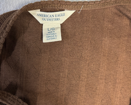 American Eagle Outfitters Brown Heart Pointelle Cami Top
