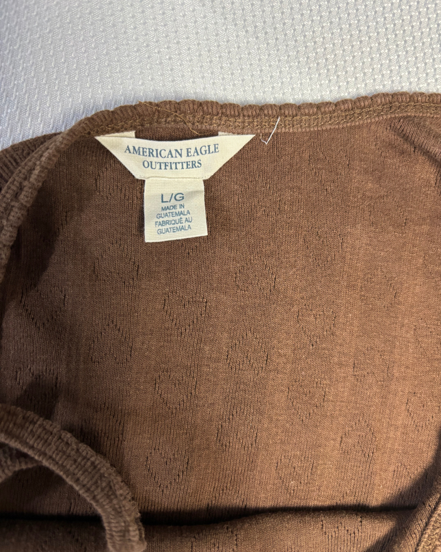 American Eagle Outfitters Brown Heart Pointelle Cami Top