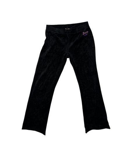 Juicy Couture Black Velour Purple Juicy Heart Logo Tracksuit Pants - S | Waist: 26"