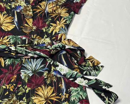 Zara Black Floral Short Sleeve Belted Jumpsuit
