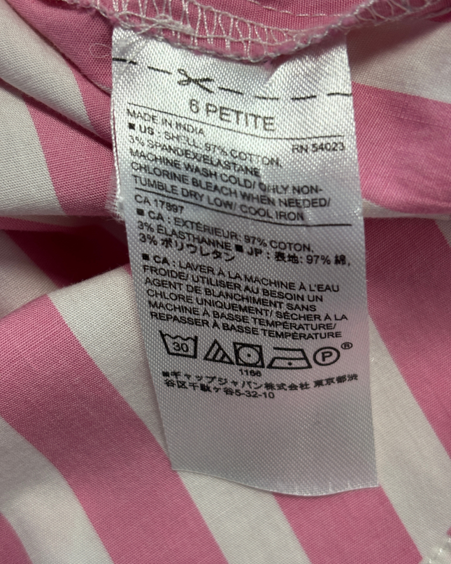 Banana Republic Pink Striped Pleated Cuff Button-Down Shirt