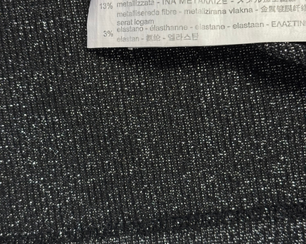 Zara Trafaluc Black Metallic Shimmer Long Sleeve Top