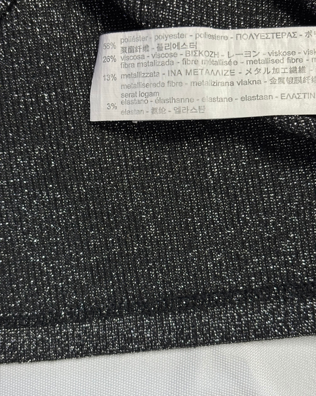 Zara Trafaluc Black Metallic Shimmer Long Sleeve Top
