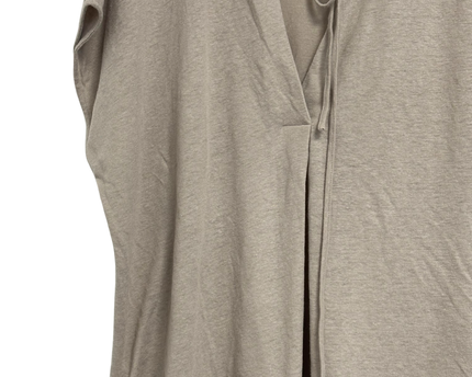 M&S Fawn Linen Blend Split Neck Tie Top
