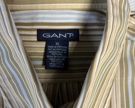 Gant Tan Striped Park 80's Poplin Dress Shirt