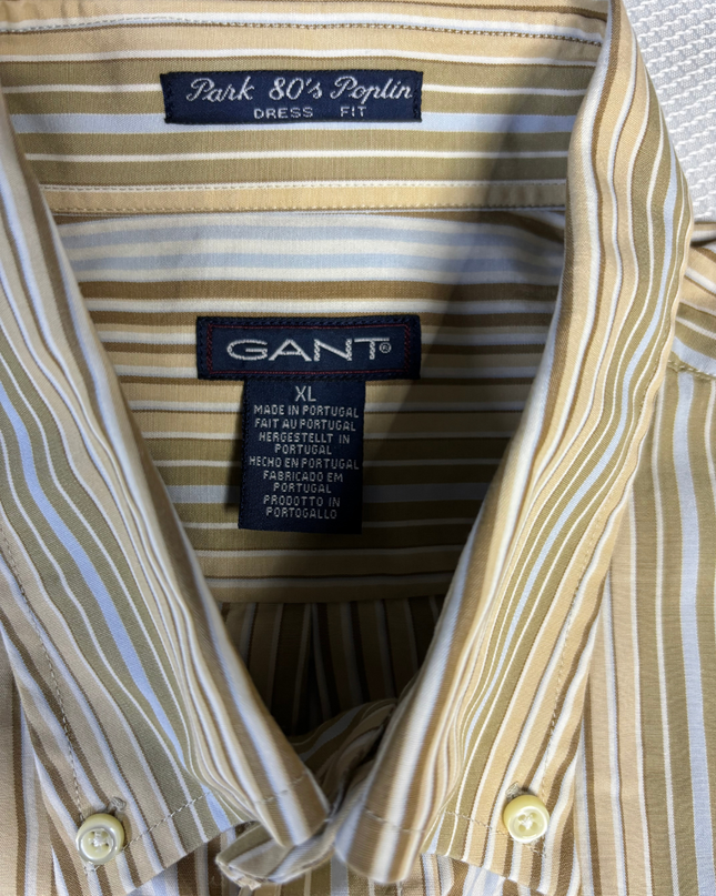 Gant Tan Striped Park 80's Poplin Dress Shirt