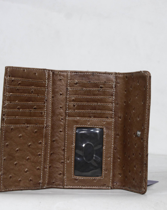 Guess Beige and Brown Monogram Trifold Wallet