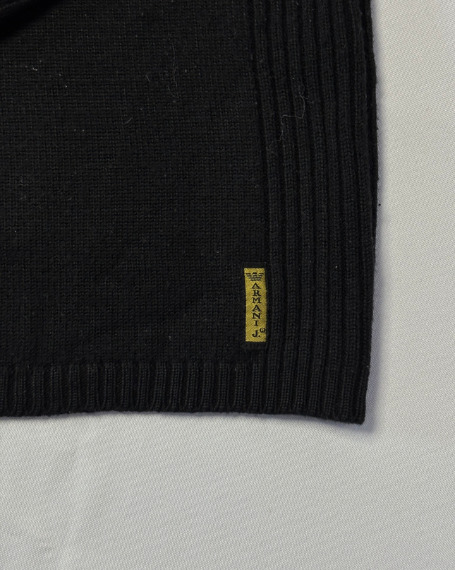 Armani Jeans Black Ribbed Detail Crewneck Sweater
