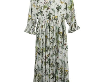 ONLY White Floral Print Pleated Midi Dress