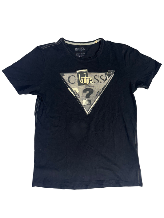 Y2K Guess Los Angeles Triangle Logo Black T Shirt - L