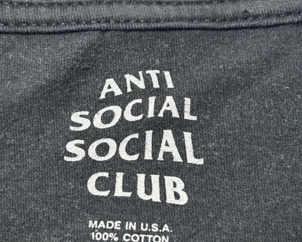 Anti Social Social Club Black Graphic Tee with Flag Detail