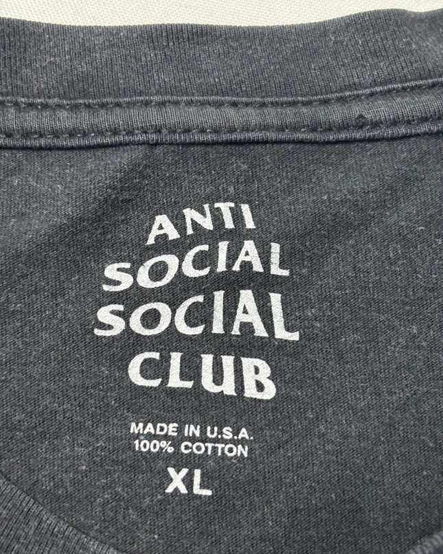 Anti Social Social Club Black Graphic Tee with Flag Detail