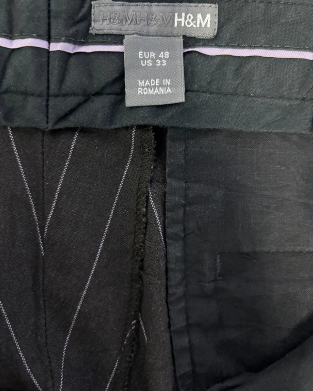 H&M Black Pinstripe Tailored Dress Pants