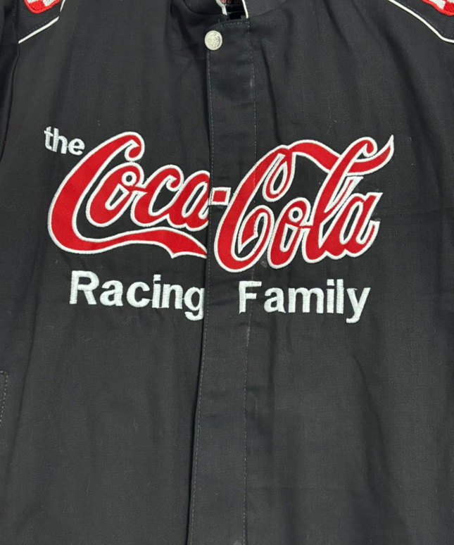 Reworked Black Coca-Cola Racing Family NASCAR Varsity Jacket
