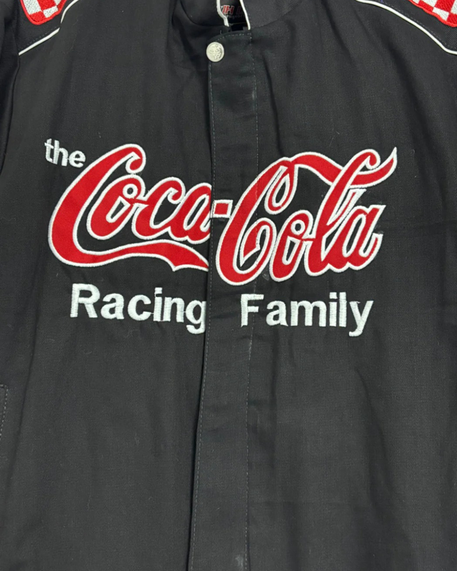 Reworked Black Coca-Cola Racing Family NASCAR Varsity Jacket