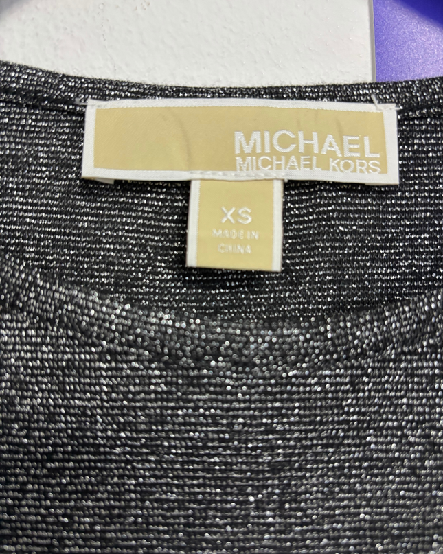 Michael Kors Black Metallic Shimmer Bell Sleeve Top