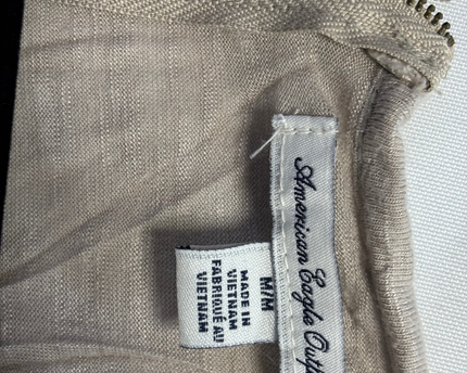 American Eagle Beige Sleeveless Zip-Back Tank Top