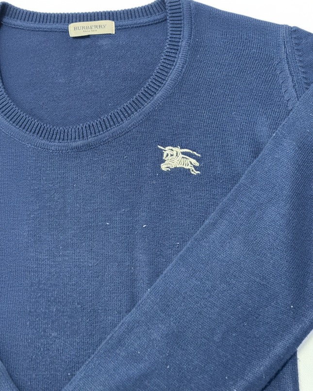 Burberry Brit Navy Blue Scoop Neck Embroidered Logo Sweater