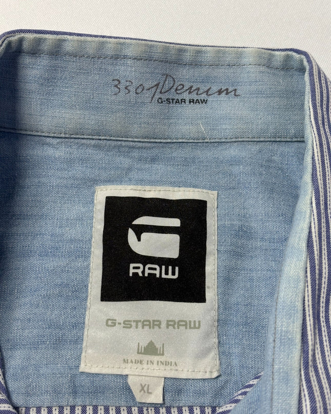 G-Star Raw Blue/White Striped Utility Button-Down Shirt