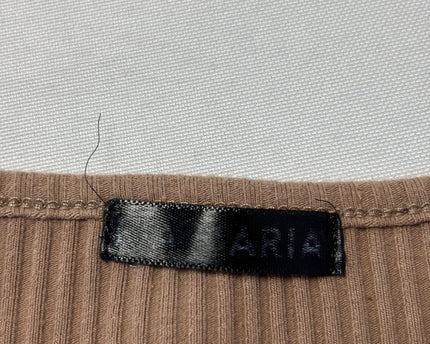 Ria Maria Brown Ribbed V-Neck Long Sleeve Top