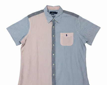 Ralph Lauren Multicolor Patchwork Seersucker Short Sleeve Shirt