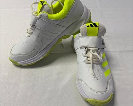 Adidas White Three-Stripes Cricket Shoes