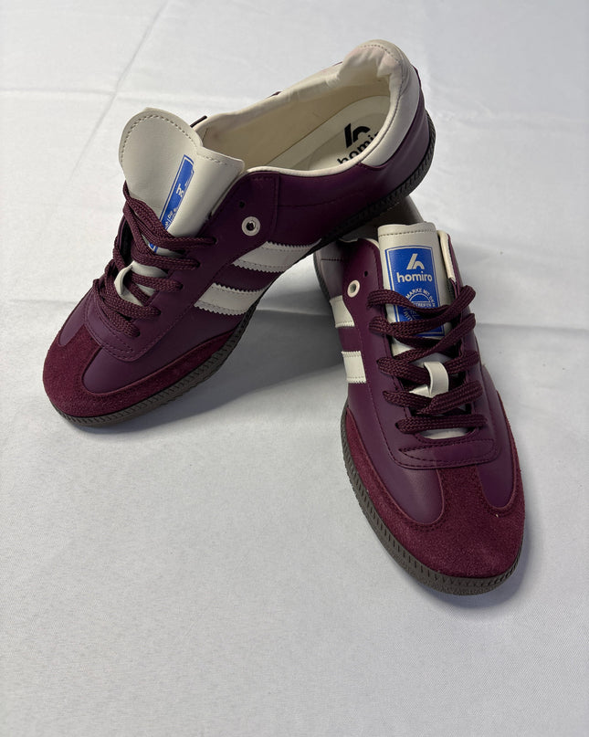 Homiro Burgundy Three Stripe Low Top Sneakers