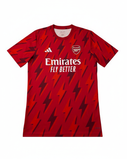 Adidas Arsenal FC 2023-24 Red Lightning Pattern Pre-Match Soccer Jersey