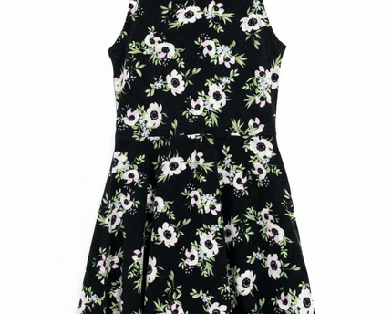H&M Divided Black Floral Sleeveless Skater Dress