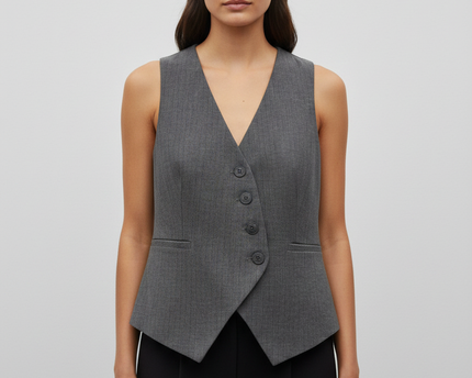Zara Grey Pinstripe Tailored Waistcoat