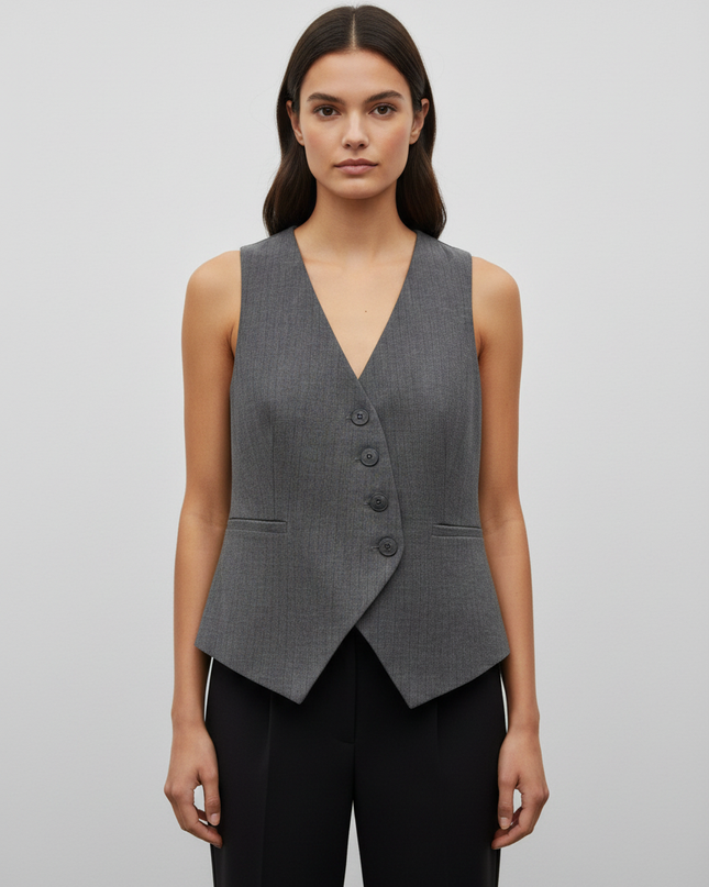 Zara Grey Pinstripe Tailored Waistcoat