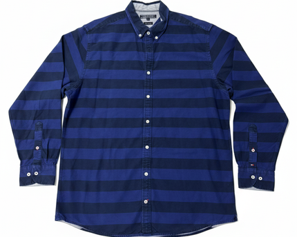 Tommy Hilfiger Blue Striped Long-Sleeve Button-Down Shirt