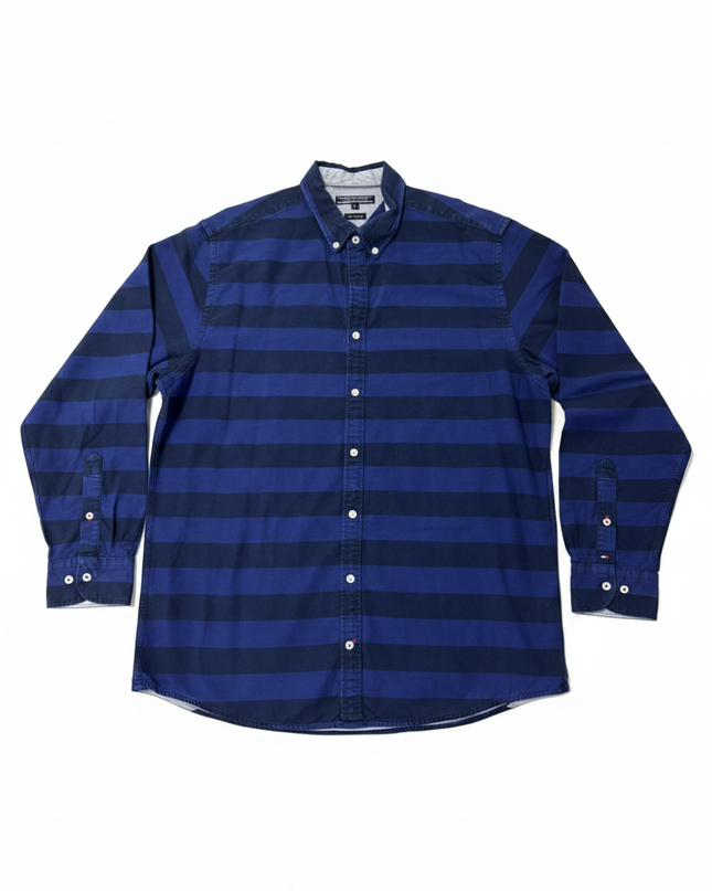 Tommy Hilfiger Blue Striped Long-Sleeve Button-Down Shirt