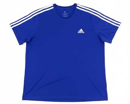 Adidas Blue 3-Stripe Crew Neck T-Shirt