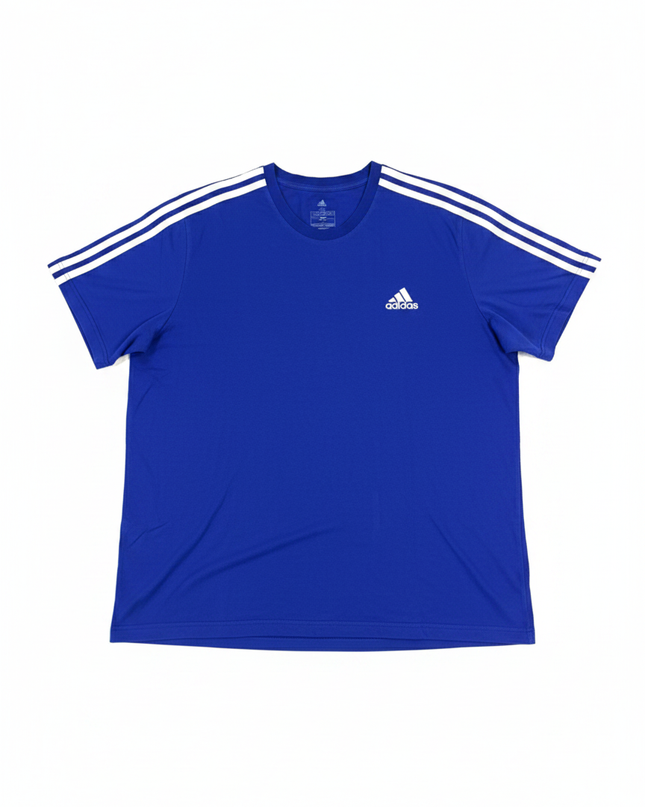 Adidas Blue 3-Stripe Crew Neck T-Shirt