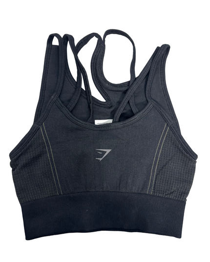 Gymshark Black Seamless Strappy Sports Top - XS