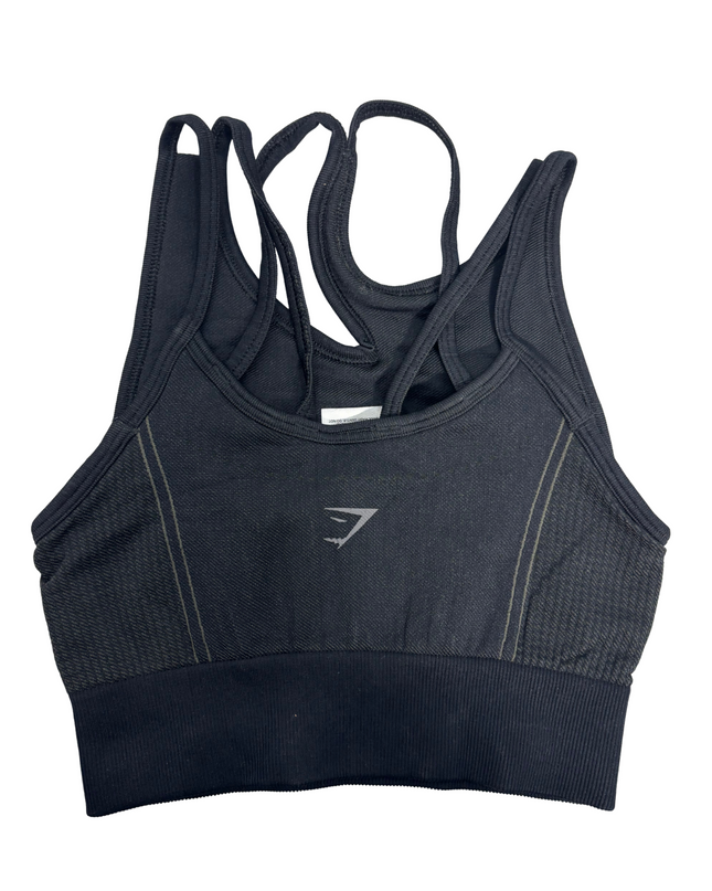 Gymshark Black Seamless Strappy Sports Top - XS