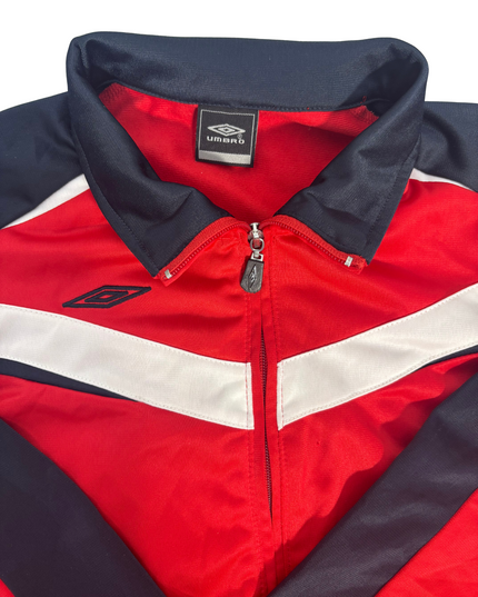 Umbro Retro Red Track Jacket with Chevron Panels - XS