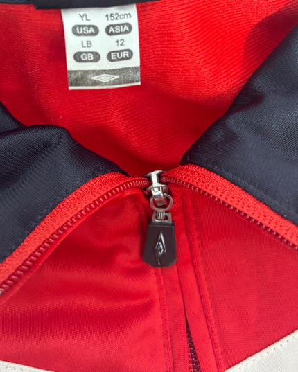 Umbro Retro Red Track Jacket with Chevron Panels - XS