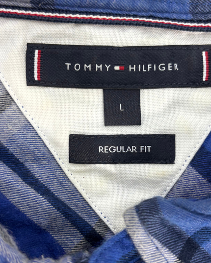 Tommy Hilfiger Regular Fit Brushed Check Dark Blue Shirt - M