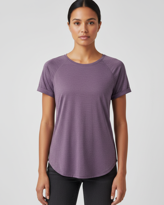 Lululemon Purple Heathered Split Back Short Sleeve Sports T-Shirt