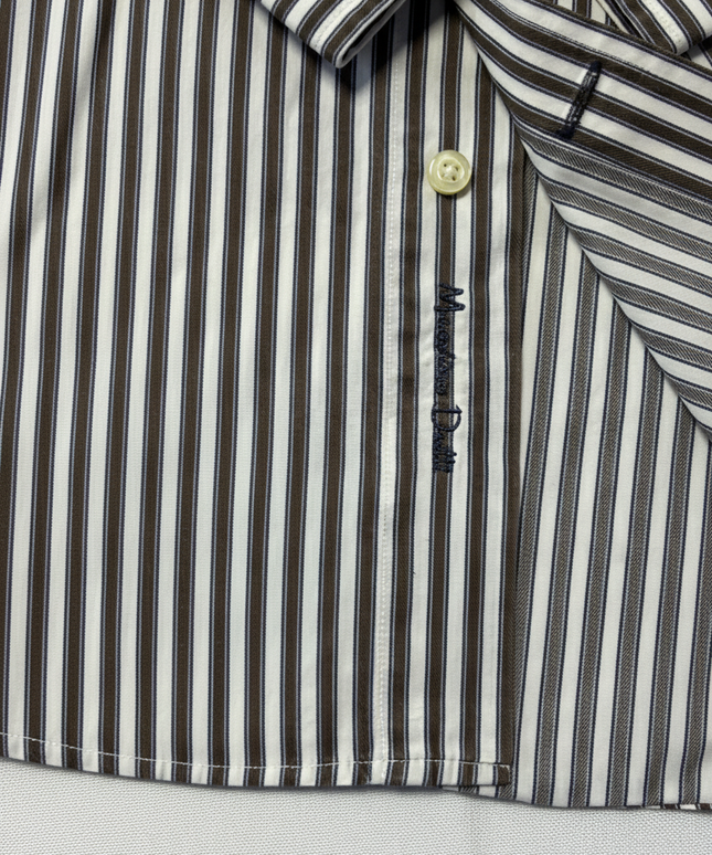 Massimo Dutti Brown & White Striped Long-Sleeve Button-Down Shirt