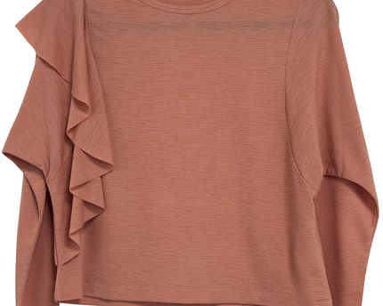 Zara Dusty Rose Textured Asymmetrical Ruffle Top