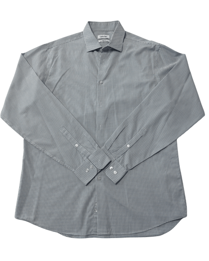 Calvin Klein Regular Fit Performance Blue Gingham Dress Shirt