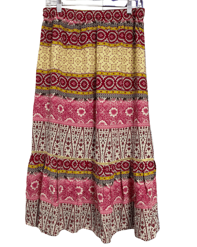 Cynthia Rowley Boho Floral Multi-Color Tiered Maxi Skirt