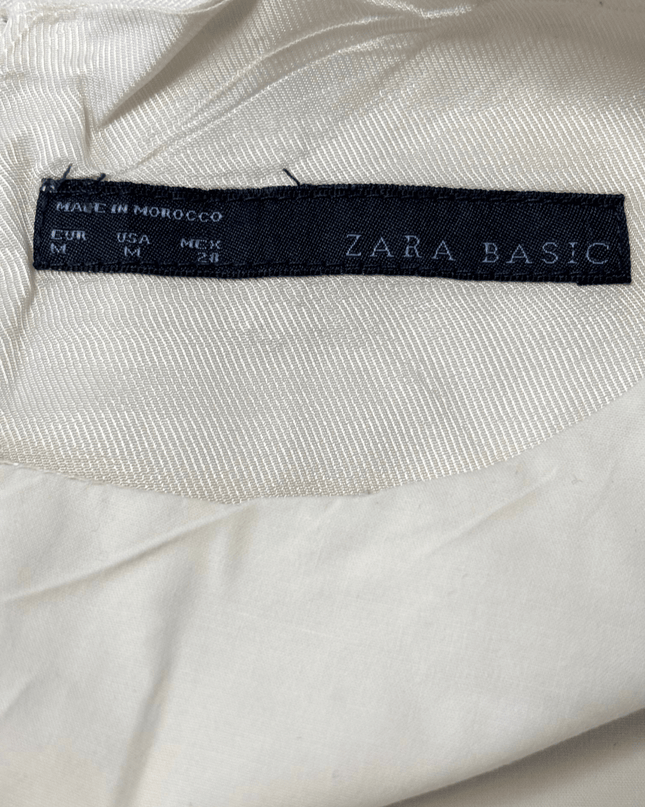Zara Basic Layered White Sleeveless with Back Zipper Cotton Dress