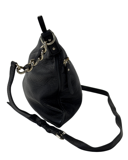 Kate Spade Black Pebbled Leather Convertible with Silver Chain Shoulder Bag