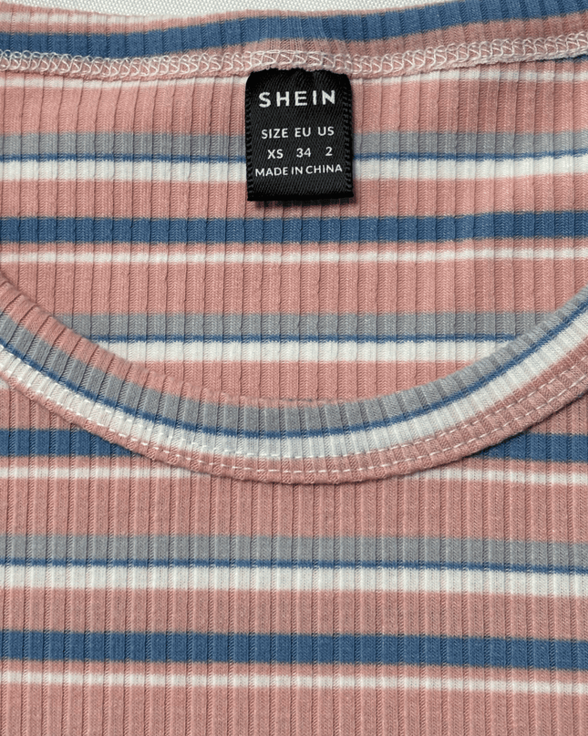 Shein Ribbed Retro Striped Long Sleeve T-Shirt